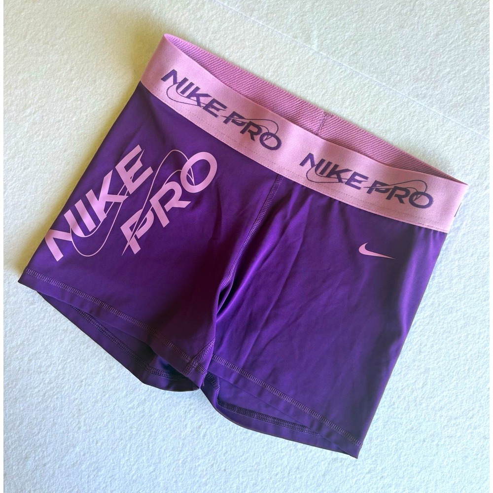 Nike Pro Women's Dri-Fit Mid Rise Purple Training Shorts Size Medium